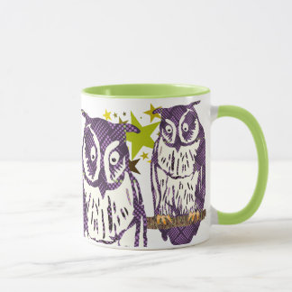 Purple Stylized Geometric Owl Family Mug