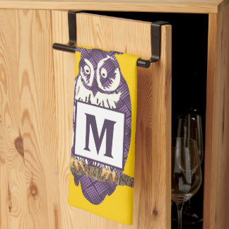 Purple Stylized Owl Family on Any Color Towel
