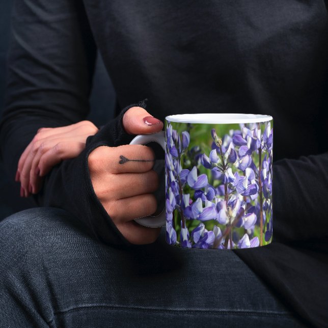 Purple Subalpine Lupine Floral Coffee Mug (In Situ Held)