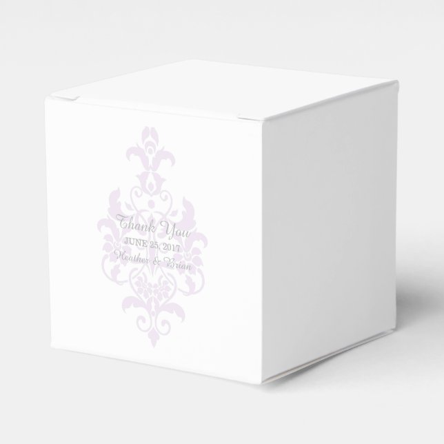 Purple Subtle Damask Favor Boxes (Front Side)