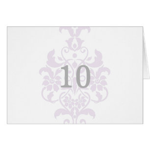 Purple Subtle Damask Table Number Card