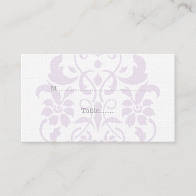 Purple Subtle Damask Wedding Place Cards (Front)