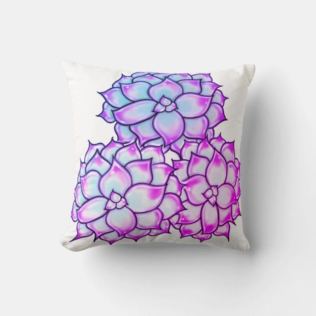 Purple Succulent Bloom Throw Pillow (Front)