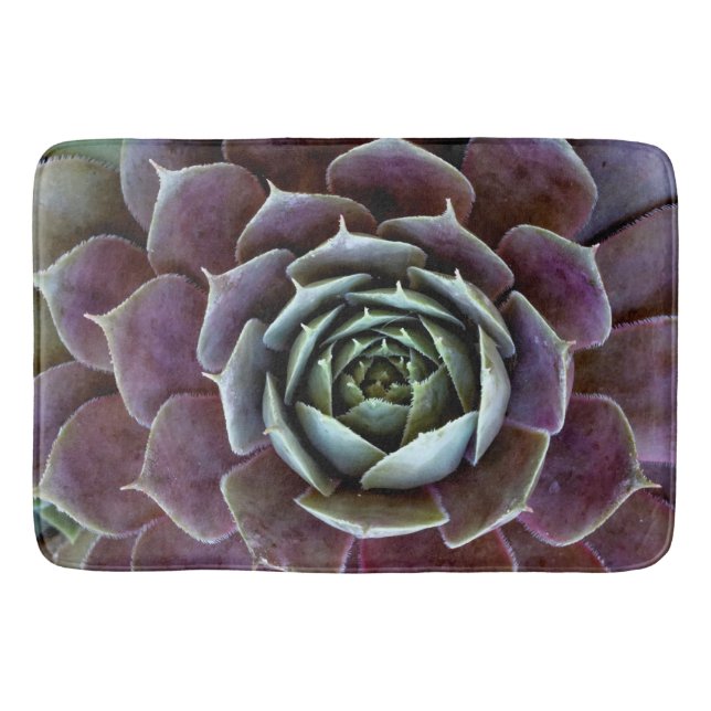 Purple Succulent Close-Up Bath Mat (Front)