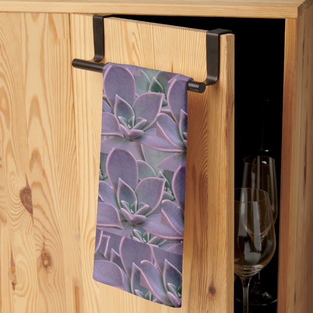 Purple Succulent Kitchen Towel (Thirds Fold)