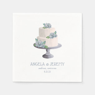 Purple Succulent Wedding Cake Napkins