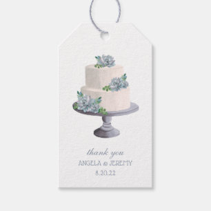 Purple Succulent Wedding Cake Thank you Gift Tags