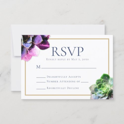 Purple Succulents Elegant RSVP Card