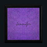 Purple Suede Leather Embossed Floral Design Keepsake Box<br><div class="desc">Purple Suede Leather Embossed Floral Design</div>
