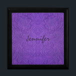 Purple Suede Leather Embossed Floral Design Keepsake Box<br><div class="desc">Purple Suede Leather Embossed Floral Design</div>