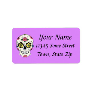 Purple Sugar Skull Address Labels
