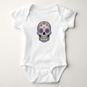 Purple Sugar Skull Baby Bodysuit