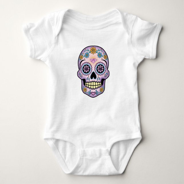 Purple Sugar Skull Baby Bodysuit (Front)