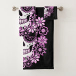 Purple Sugar Skull Bath Towel Set