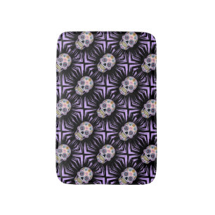 Purple Sugar Skull Bathroom Mat