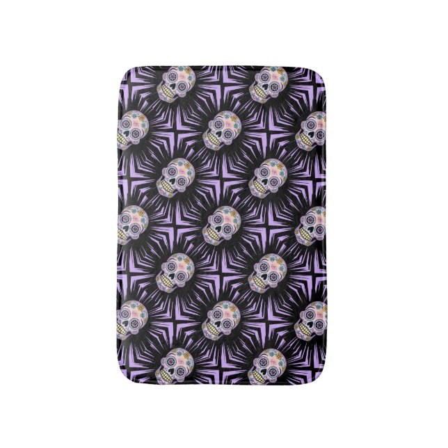 Purple Sugar Skull Bathroom Mat (Front Vertical)