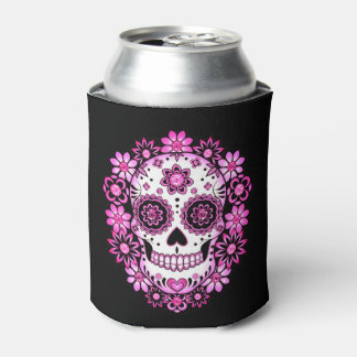 Purple Sugar Skull Can Cooler