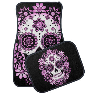 Purple Sugar Skull Car Floor Mat