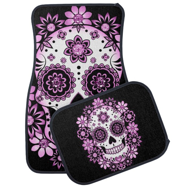 Purple Sugar Skull Car Floor Mat (Set)