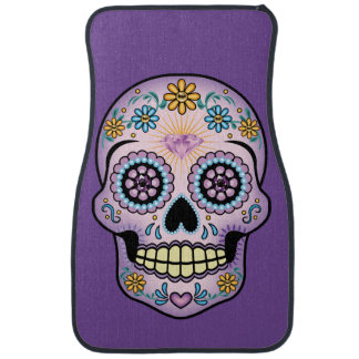 Purple Sugar Skull Car Floor Mat