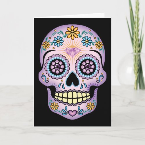 Purple Sugar Skull Card