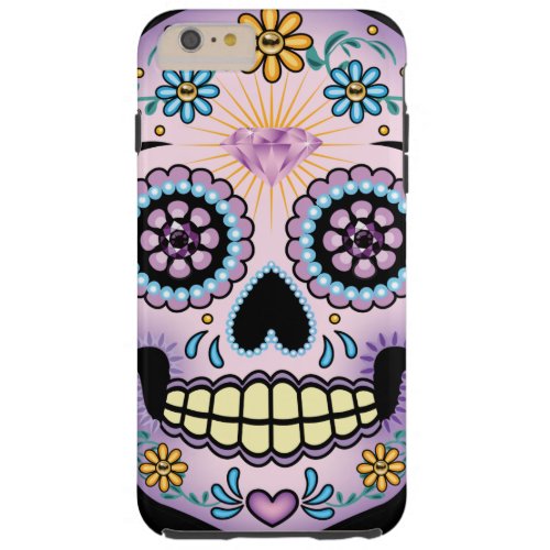 Purple Sugar Skull Tough iPhone 6 Plus Case