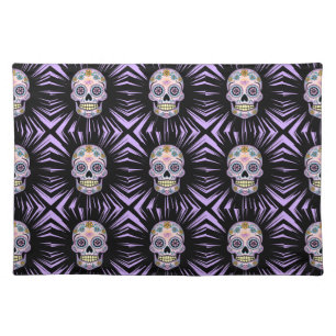 Purple Sugar Skull Cloth Placemat