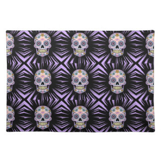 Purple Sugar Skull Cloth Placemat