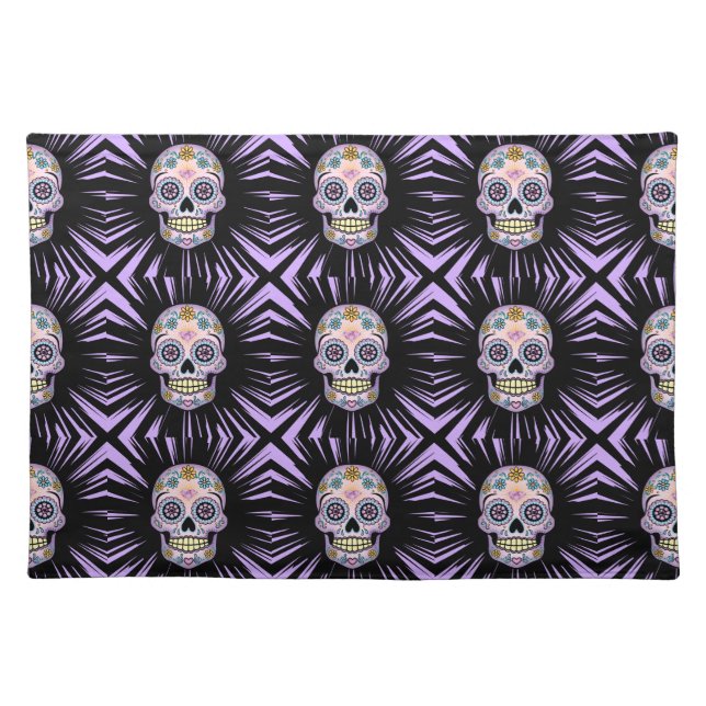 Purple Sugar Skull Cloth Placemat (Front)