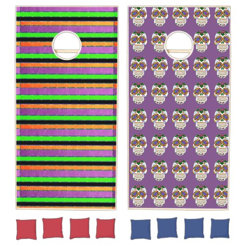 Purple Sugar Skull Cornhole Bean Bag Game