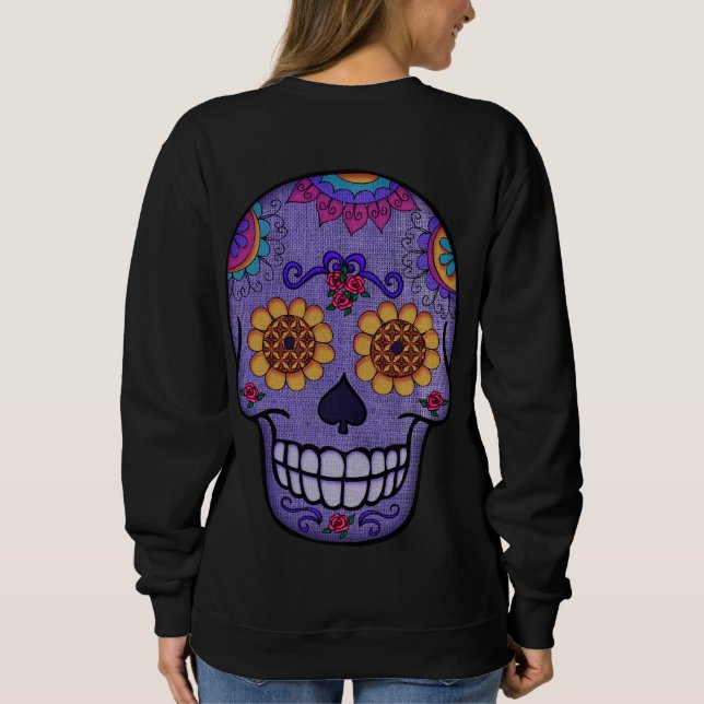 Purple Sugar Skull | Day of the Dead Sweatshirt (Back)