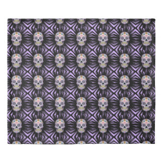 Purple Sugar Skull Duvet Cover