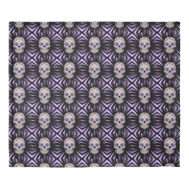 Purple Sugar Skull Duvet Cover (Front)