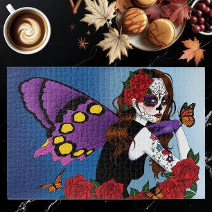 Purple Sugar Skull Fairy Jigsaw Puzzle