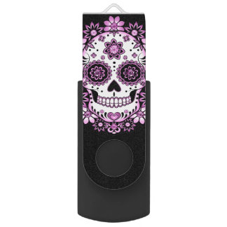 Purple Sugar Skull Flash Drive