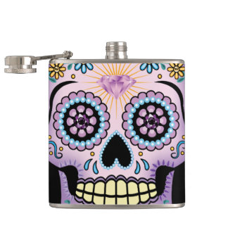 Purple Sugar Skull Flask