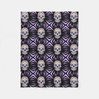 Purple Sugar Skull Fleece Blanket