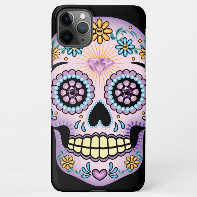Purple Sugar Skull  iPhone Case (Back)