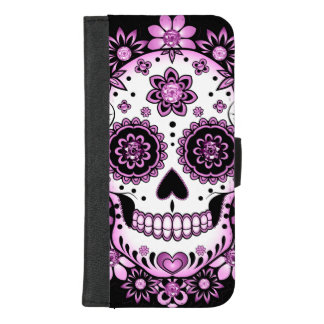 Purple Sugar Skull iPhone 8/7 Plus Wallet Case