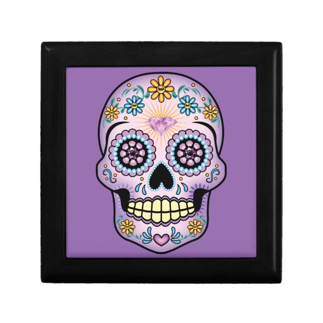 Purple Sugar Skull Jewelry Box (Front)