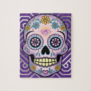 Purple Sugar Skull Jigsaw Puzzle