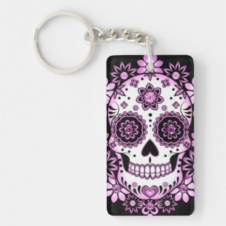 Purple Sugar Skull Keychain