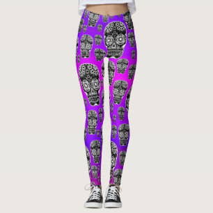 Purple Sugar Skull Leggings