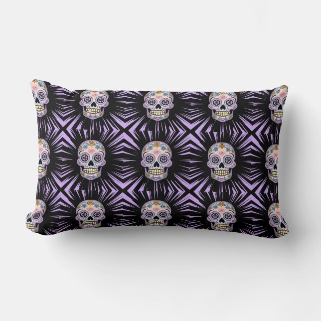 Purple Sugar Skull Lumbar Pillow (Front)