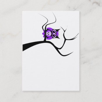 Purple Sugar Skull Owl In Tree Business Card by CuteLittleTreasures at Zazzle