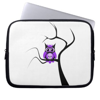 Purple Sugar Skull Owl In Tree Electronics Bag by CuteLittleTreasures at Zazzle