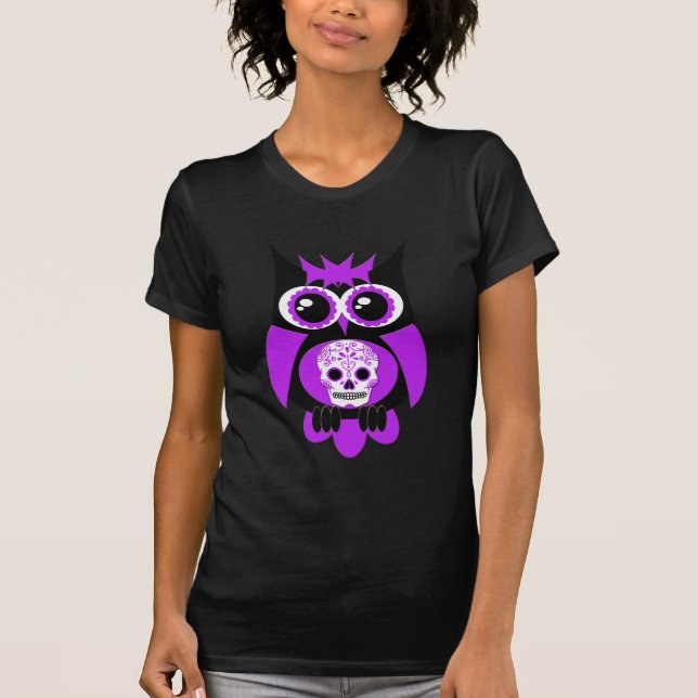 Purple Sugar Skull Owl T-Shirt (Front)