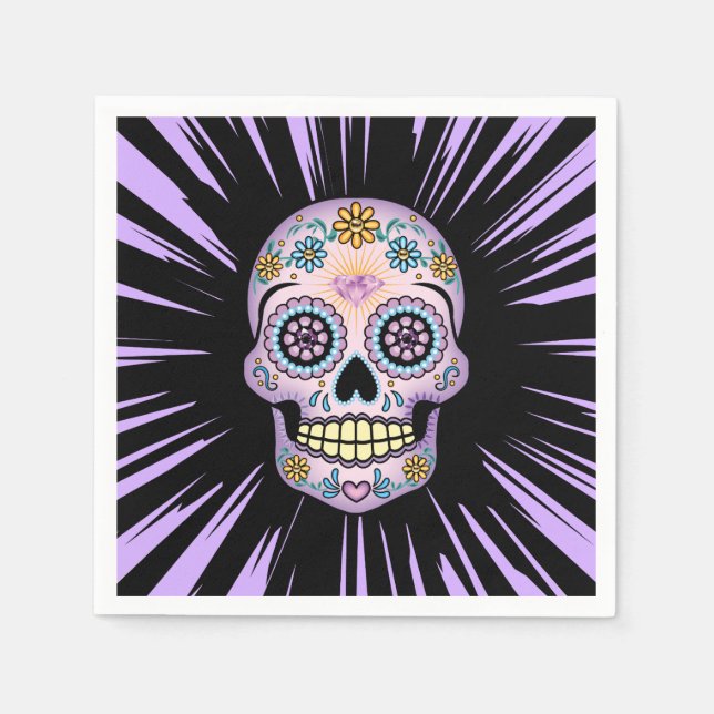 Purple Sugar Skull Paper Napkins (Front)