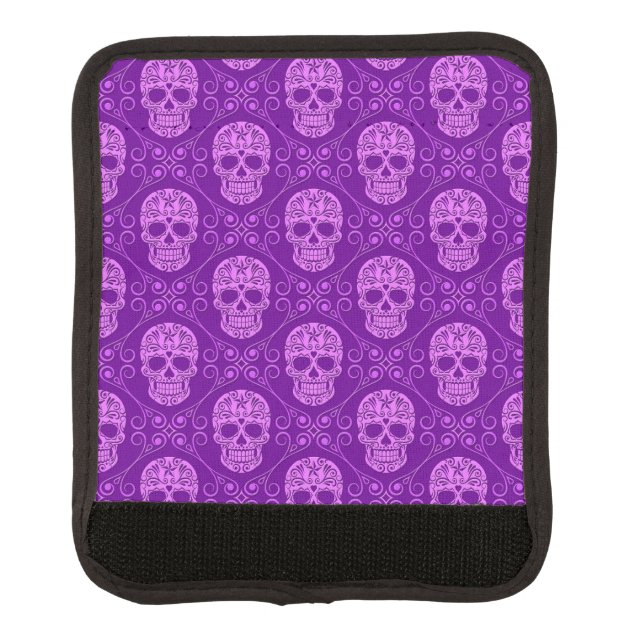 Purple Sugar Skull Pattern Luggage Handle Wrap (Front)