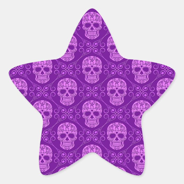 Purple Sugar Skull Pattern Star Stickers